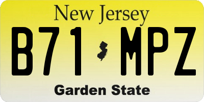 NJ license plate B71MPZ