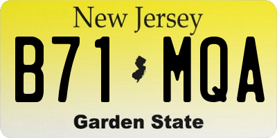 NJ license plate B71MQA
