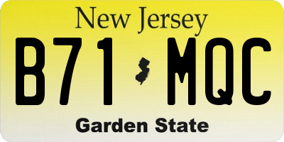NJ license plate B71MQC