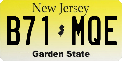 NJ license plate B71MQE