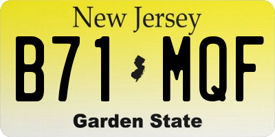 NJ license plate B71MQF