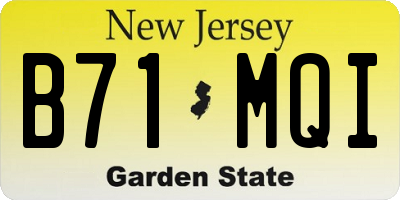 NJ license plate B71MQI