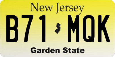 NJ license plate B71MQK