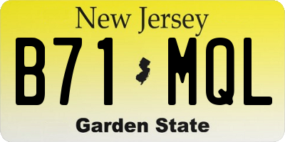 NJ license plate B71MQL
