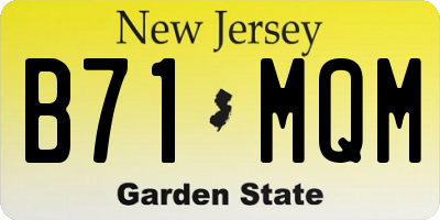 NJ license plate B71MQM