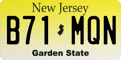 NJ license plate B71MQN