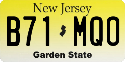 NJ license plate B71MQO