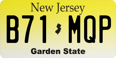 NJ license plate B71MQP