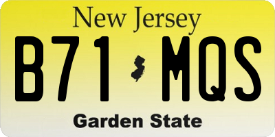 NJ license plate B71MQS