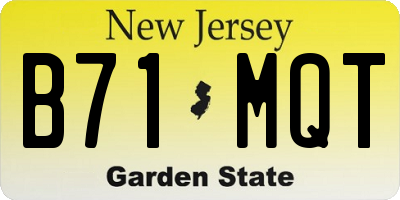 NJ license plate B71MQT