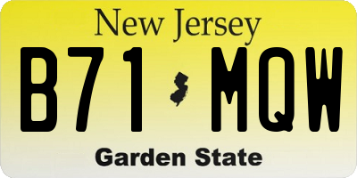 NJ license plate B71MQW