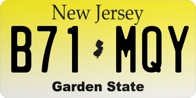 NJ license plate B71MQY