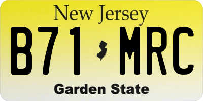 NJ license plate B71MRC