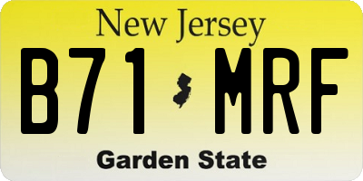 NJ license plate B71MRF