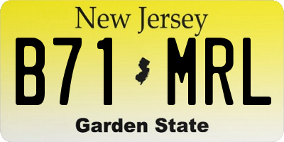 NJ license plate B71MRL