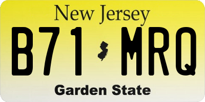 NJ license plate B71MRQ