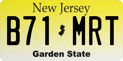 NJ license plate B71MRT