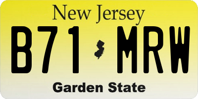 NJ license plate B71MRW