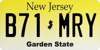 NJ license plate B71MRY