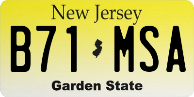 NJ license plate B71MSA