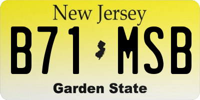 NJ license plate B71MSB