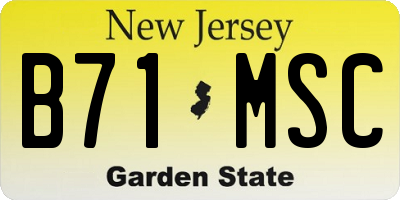 NJ license plate B71MSC