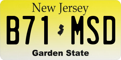 NJ license plate B71MSD