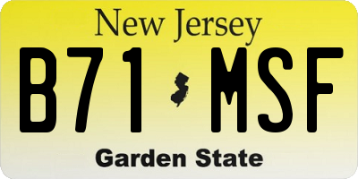 NJ license plate B71MSF