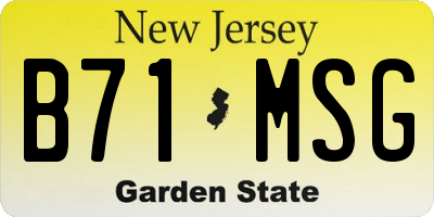 NJ license plate B71MSG