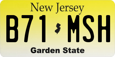 NJ license plate B71MSH