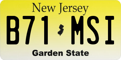 NJ license plate B71MSI