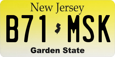 NJ license plate B71MSK