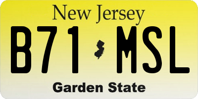 NJ license plate B71MSL