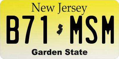 NJ license plate B71MSM