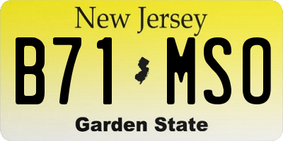 NJ license plate B71MSO