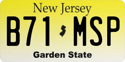 NJ license plate B71MSP