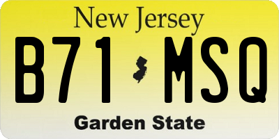 NJ license plate B71MSQ