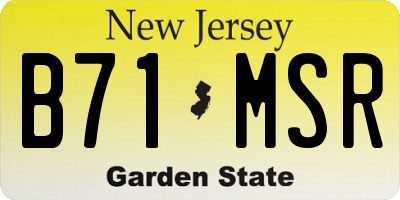 NJ license plate B71MSR