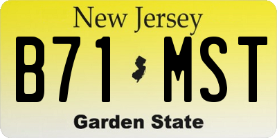 NJ license plate B71MST