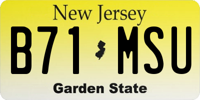 NJ license plate B71MSU