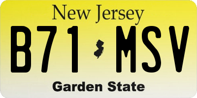 NJ license plate B71MSV