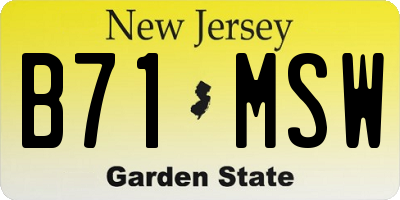 NJ license plate B71MSW
