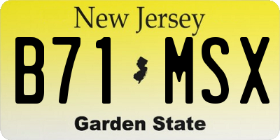 NJ license plate B71MSX