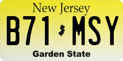 NJ license plate B71MSY