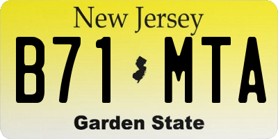 NJ license plate B71MTA