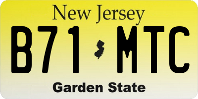 NJ license plate B71MTC