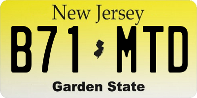 NJ license plate B71MTD