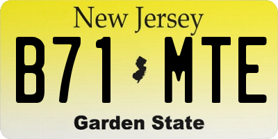 NJ license plate B71MTE
