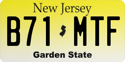 NJ license plate B71MTF