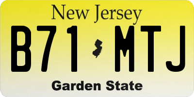 NJ license plate B71MTJ